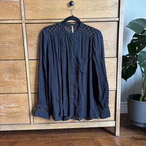 Free People Women's The Best Button Down Shirt Black Size XS